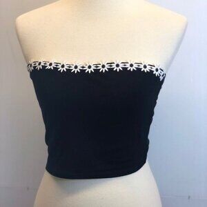 Swell Juniors Black Strapless Daisy Do Cropped Daisy Top Black